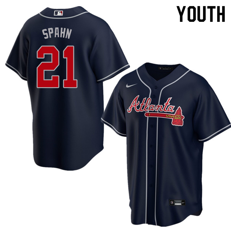 Nike Youth #21 Warren Spahn Atlanta Braves Baseball Jerseys Sale-Navy